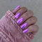 Angwis 24pcs Short Square False Nails Aurora Violet Mirror Metallic Press on Nails Removable Glue-on Nails Full Cover Fake Nails Women Brides Nail Art Accessories