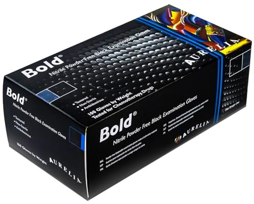 100 Black Bold Nitrile Gloves Extra Large Gloves Protection for Medical, Industrial - Latex-Free, Powder-Free - Ideal for Cleaning, Tattooing, Automotive More. 100 X-Large (1 Box)