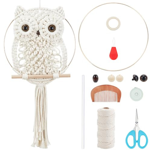 ORIGACH DIY Makramee Eule Wandbehang Wandteppich Kit Makramee Eule Kit für Anfänger Boho handgefertigt gewebt Wandbehang Dekoration für Wohnzimmer Schlafzimmer