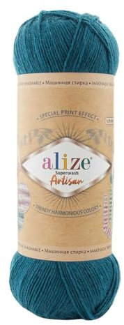 100g Sockenwolle Alize Superwash Artisan 75% Wolle Strickwolle Häkelgarn Farbwahl, Farbe:666 tintenblau