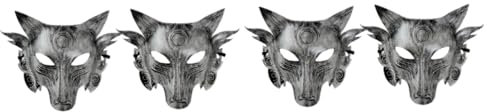 VICASKY 4 Stück Cosplay-maske Wolf Volles Gesicht Abschlussball Masken Halloween-tiermasken Voller Goldwolf Alter Wolfskopf Gooders Für Männer Simulierter Wolf 3d Bilden Lustig
