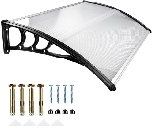 Door Canopy, Waterproof Front Door Canopy, 150 * 100 * 24.5cm Garden Canopies, Rain Awning Suitable for Door Porch, Outdoor, Roof, Patio (Black-150)