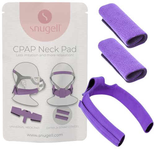 Snugell CPAP Kopfbedeckungen und Nackenpolster Kissen (lila) – Ultraweiches CPAP-Maskenkissen aus Fleece für Komfort und Hautschutz – ergonomisches Design für alle großen Marken – bietet ultimativen