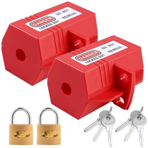 WEGREAT Lot de 2 fiches d'alimentation avec serrure verrouillable : serrure de machine à laver, rouge, serrure de prise pour machine à laver et câble d'alimentation, fiche coffre-fort 89 mm