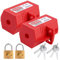 2 Stück Stromstecker Schutzbox mit Schloss Abschließbar: WEGREAT Waschmaschinen-Steckerschloss, Rot Steckdosenschloss Plug Lockout für Waschmaschine und Stromkabel, Stecker Tresor 89 mm