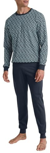 CALIDA Relax Streamline Bündchen-Pyjama Herren, aus 100% Baumwolle, pflegeleicht, elastisch und formstabil
