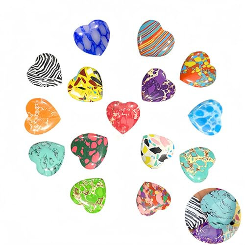 15 Pièces Cristal en Forme de Coeur Kit, Cristaux Naturels de Cœur pour Filles, Méditation, Cadeaux d'Anniversaire, Maman, Pierres de l'Énergie d'Équilibrage, 20mm