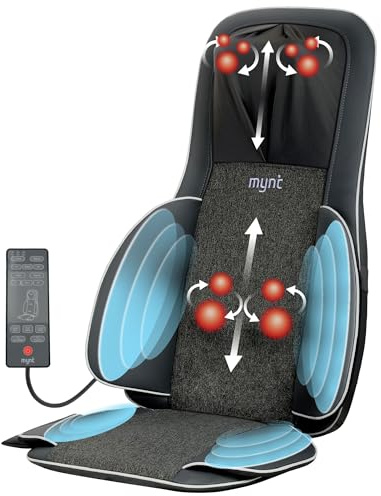 Mynt FSA-zugelassenes HSA-zugelassenes Shiatsu-Nacken- und | 2D & 3D Rückenmassage mit Wärme & 10 tiefen Knetknoten, Tragbares Punktmassage-Stuhlpolster