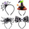 Halloween Haarreif Set - 4 Stücke Haarschmuck Mit Spinne, Fledermaus, Hexenhut - Kostüm Accessoire für Halloween, Karneval & Fasching