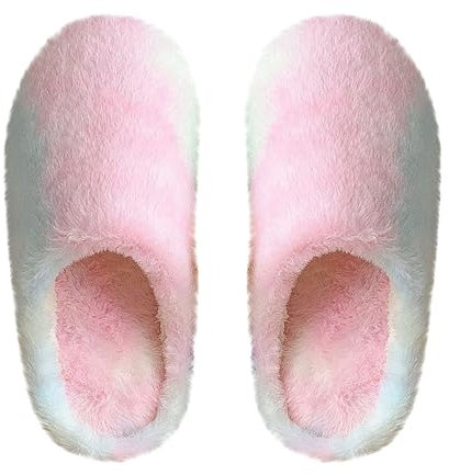 Chanpning Hausschuhe Damen Geschlossen, Home Cozy Slippers Unisex Ideal Als Reha-Schuh Indoor Winterschuhe Flacheschuhe Warm Hausschuhe Fuchs Fell Hüttenschuhe