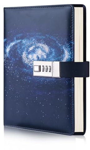 Contanbor Diary with Lock for Girls Women,Journal Secret Diary with Combination Lock,PU Leather Password Notebook A5 Refillable Notebook Writing Travel Journal Gift 192 Pages interplanetary