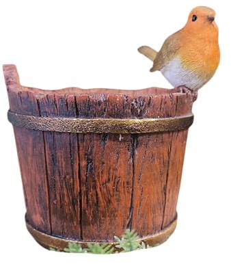 Vivid Arts - Wassereimer-Ornament mit Rotkehlchen und Bronze-Details, BS-RB25-D