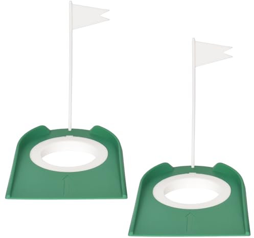 2 Pack Golf Putting Cup with Flag, Golf Training Putters Hole Putting Cup Practice Aids with Adjustable Hole White Flag, for Indoor, Outdoor, Home, Office, Yard, Lawn