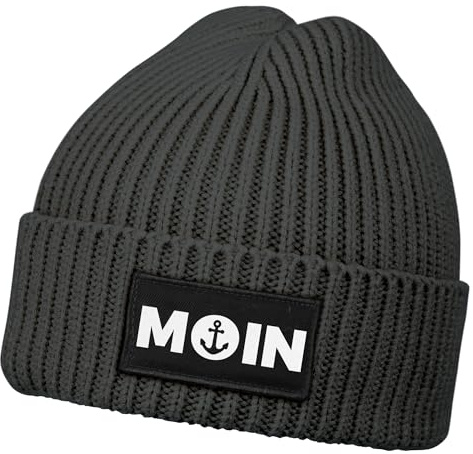 Neverless® Damen Beanie mit Patch Aufdruck Print Moin Nordisch Wintermütze Strickmütze