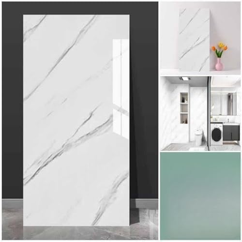 Peel and Stick Imitation Ceramic Tile Wall Stickers Decoration Living Room Background Bathroom Kitchen Waterproof and Oil Resistant Aluminum-Plastic Panel 11.8 * 23.6 inches 10 PCS (White)