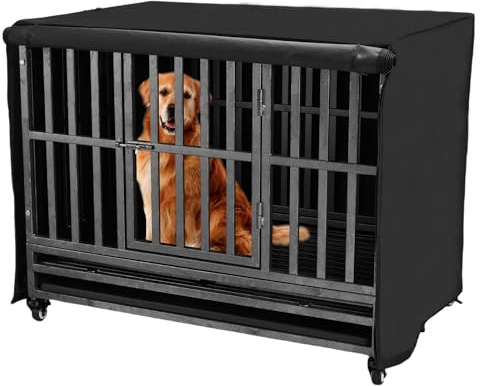 Robuste Abdeckung für Hundekäfige, 121,9 cm, strapazierfähiges 600D-Oxford-Gewebe, schalldicht, wasserdicht, Sonnenschutz, passend für Draht-Hundekäfig-Abdeckungen mit atmungsaktivem Seitenfenster