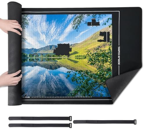 Jigsaw Mat Roll - Puzzle Mats for Jigsaws 1000 500 1500, Jigsaw Board for Easy Move and Store Puzzle Storage Mats for Adults And Kids, Black, 26x46 inches