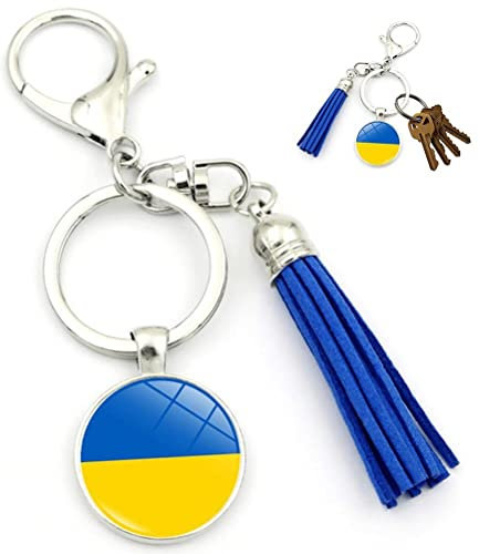 Vobumix Ukraine-Flagge-schlüsselanhänger Quasten-anhänger, Ukrainischer Schlüsselanhänger, Ukrainisches Souvenir, Geschenk Für DIY-geldbörse, Handtasche, Taschenzubehör