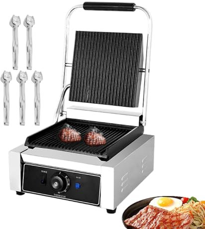 QUSYZD Appareil à croque-Monsieur électrique 1800 W/2200 W, Presse à croque-Monsieur Professionnelle avec 5 Pinces pour Barbecue, Plaque antiadhésive pour sandwichs, Steaks, viandes, calamars,1800W
