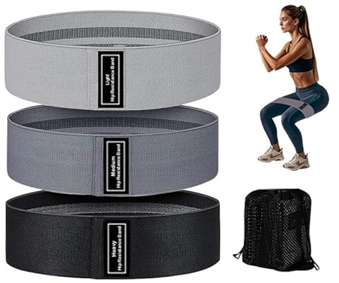 S.ROMZA Stoff Loop Resistance Widerstandsbänder Fitnessband Stricken Booty Band Set Sports Fitnessbänder aus Stoff beintraining zuhause Übung Bands für Männer und Frauen (Hellgrau/Dunkelgrau/Schwarz)