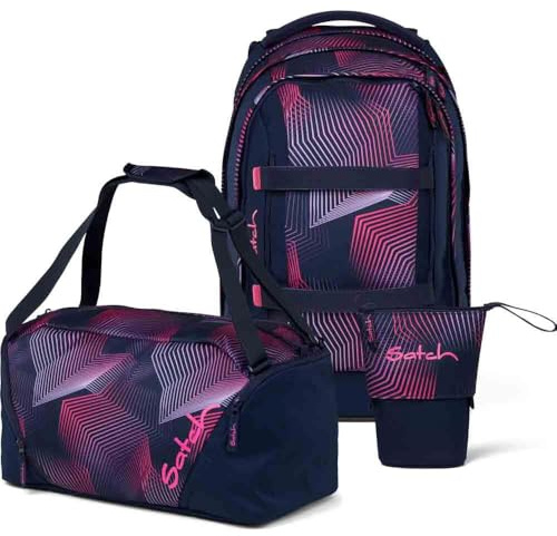 Satch Pack Pencil Slider Edition Schulrucksack Set 3tlg. inkl. Sporttasche (Seismic Pink)