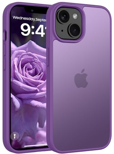 Andwing Matt Hülle für iPhone 13/14 6,1 Zoll Lila | Militärstandard FallSchutz Handyhülle,Mattierte Durchscheinende Rückseite Schutzhülle,Anti-Fingerabdruck Kratzfest Haltbar