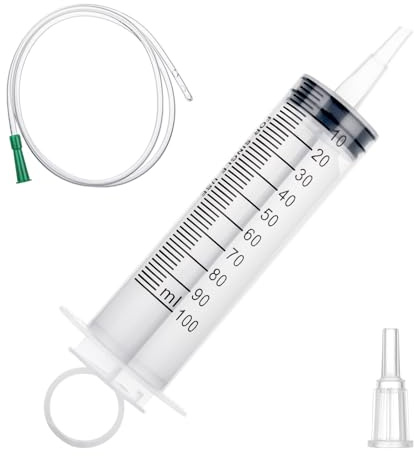 100ML Large Syringe with 1m Flexible Tube,Sterile Individual Package | For Lab Measuring, Garden Watering, Industrial Use, Plant Watering,Pet Feeding
