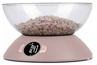 Bilancia da Cucina Elettronica Digitale con Ciotola Rimovibile, Display LCD Retroilluminato, Funzione Tara, Capacità 5 kg, Colore Rosa, Perfetta per Cucina e Preparazioni Alimentari