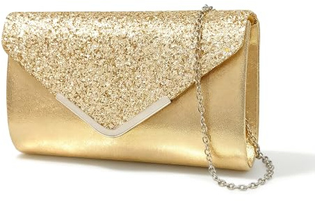 VOESLD Glitzer Clutch Damen Elegante Abendtasche Umhängetasche Handtasche