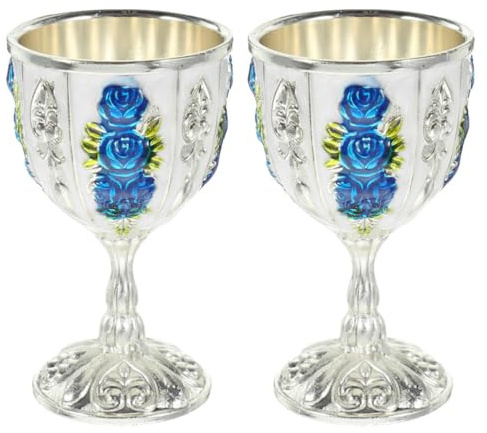 HEMOTON 2pcs Unusual Glasses Drinking Experience a European Style Cup Featuring Solid Iron Construction and Stable Structure, a Delicate Retro Wine Cup for Home Bar or Restaurant