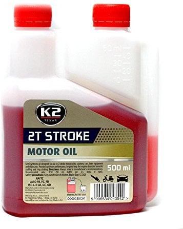K2 Stroke 2T Rojo Aceite Semisintético para Motores de 2 Tiempos – Baja Emisión de Humo – Con Dosificador – Para Scooter, Motosierra, Desbrozadora 500 ml