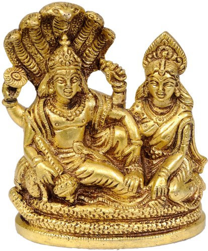 Exotic India Lakshmi-Vishnu Statue auf Sheshnag, Messing