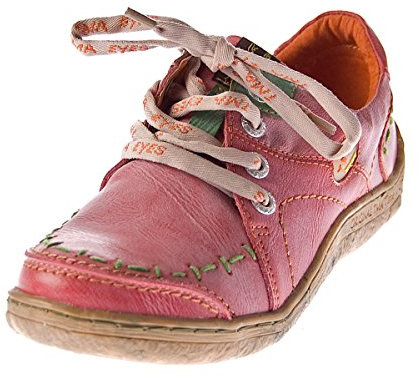TMA Damen Leder Halb Schuhe Comfort Sneakers Rot Used Look Eyes 1646 Schnürer Turnschuhe Gr. 37