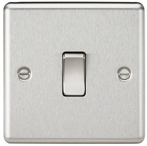 Knightsbridge CL2BC 10A 1G 2 Way Plate Switch-Rounded Edge Brushed Chrome, 230 V