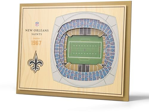 YouTheFan NFL 3D Stadion Wandkunst New Orleans Saints, 5-lagig, 17 x 13 cm, Wandmontage, Tischaufstellung