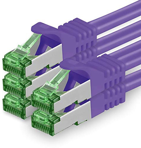 1aTTack.de Câble Réseau Cat7 Cat 7 10 GB/s - 5x 1,5m - RJ45 Ethernet LAN DSL Routeur Modem - Violet