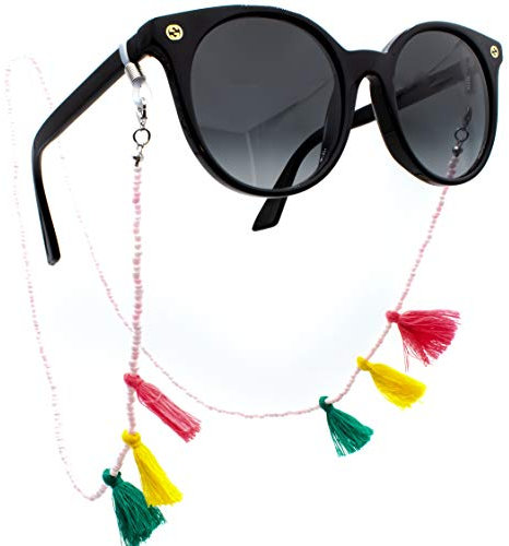 GERNEO® - 2020 Edition - Premium Brillenband & Brillenkordel Unisex für Lesebrille & Sonnenbrille - 925er Silber - Fähnchen in Grau und Rot - extra lang