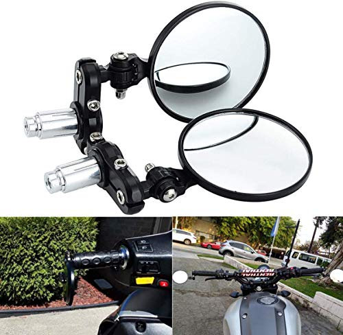 HAWEE Moto Rétroviseurs Latéraux Rond Fin Convex Moto Miroir Rétroviseur de Sécurité Pliable pour Guidon de 7/8 Convient à la Plupart des Scooters