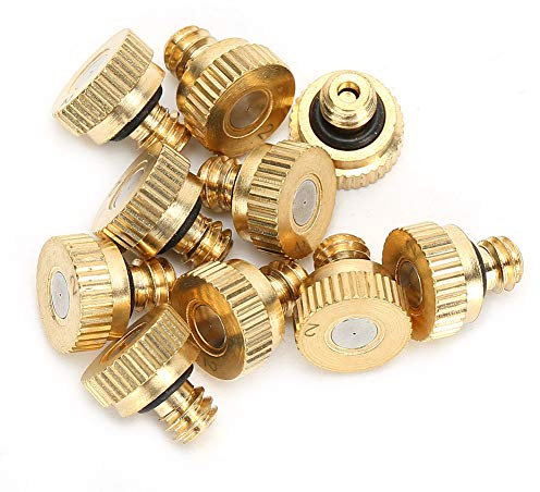 10 piezas boquillas de nebulización de latón de 0,2 mm Agua del grifo Boquilla de pulverización atomizadora de baja presión Boquillas de nebulización de refrigeración