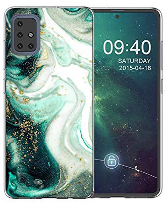 Shazikaihui Hülle Kompatibel mit Samsung Galaxy A51 Hülle Handyhülle Marmor Flow Gold TPU Silikon Weiche Schlank Schutzhülle Handytasche Flexibel Case Handy Hülle für Samsung Galaxy A51 (Marmor-H)