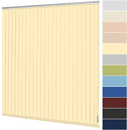 Lamellenvorhang nach Maß Vertikaljalousie 127 mm für Tür und Fenster viele Farben Maßanfertigung Jalousie Lamellen Rollo Wand- und Deckenmontage (Breite 180,1-200 cm x Höhe 180,1-200 cm, Gelb)