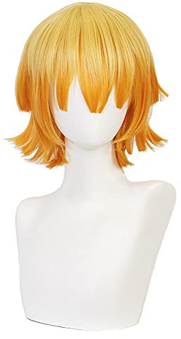 HIROAKIYA Zenitsu Agatsuma Wig, Demon Slayer Kimetsu no Yaiba Zenitsu Agatsuma Cosplay Wig with Wig Cap