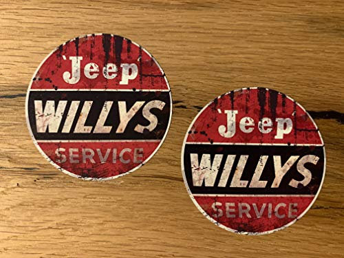 #858 / 2X Vintage Aufkleber 8cm für Jeep Willys USA Offroad 4x4 Tuning Auto Geländewagen SUV Sticker