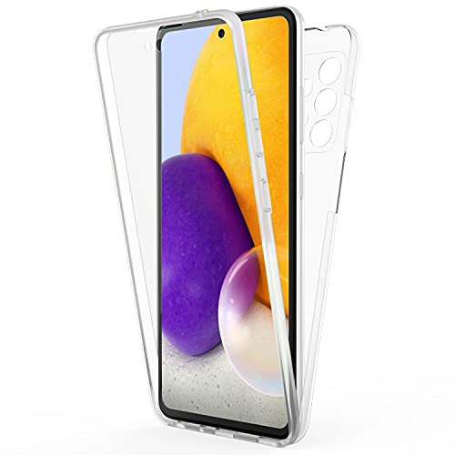 NALIA 360 Grad Handyhülle kompatibel mit Samsung Galaxy A72 Hülle, Transparenter Komplettschutz Durchsichtiges Full-Cover Case, Displayschutz vorne Hardcase hinten & Silikon Bumper, Full-Body Klar