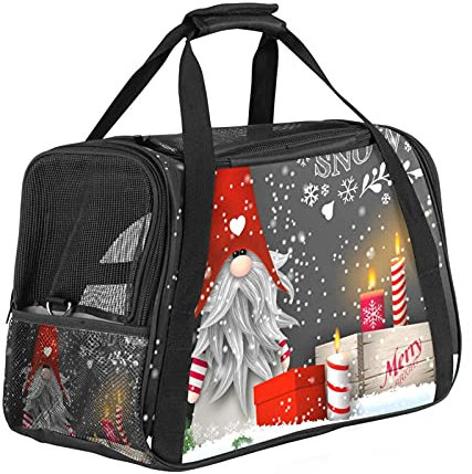 Haustier-Transportbox mit Weihnachtsmann-Motiv, für Kerzen und Geschenkboxen, weich, für Katzen, Hunde, Welpen, bequem, tragbar, faltbar, für Fluggesellschaften zugelassen