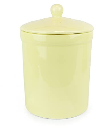 Pale Yellow Ceramic Compost Caddy - Portland Kitchen Ceramic Compost Bin for Food Waste Recycling