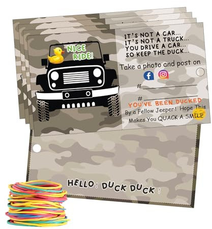 You've Been Ducked Karte, Enten-Enten-Spielkarten, Enten-Etiketten, Camouflage-Design, 50 Stück, 8,9 x 5,1 cm, Visitenkartengröße mit rundem Loch und Gummibändern