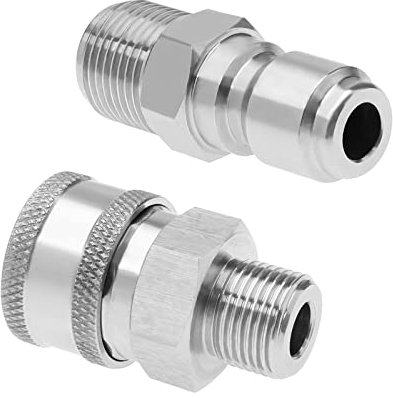 OTOTEC 2PCS Pressure Washer Adapter 3/8 Inch BSP Male Thread Fitting Quick Connect Socket Plug Stainless Steel Coupler for Pressure Washer 5000 PSI