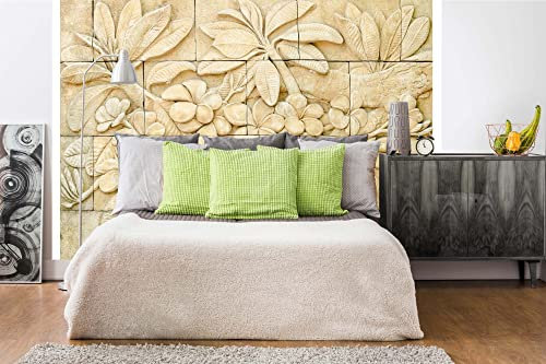 Vlies Fototapete FLACHRELIEF IM THAILÄNDISCHEN STIL 375 x 250 cm (inkl. Kleister) - Vlies Tapete, Wandtapete, Wandbilder - Tapete für Wohnzimmer Schlafzimmer, Büro, Küche - Montagefertig