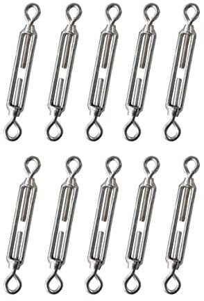 Kippen 1204AK - Confezione da 10 Pezzi di Tenditore a 2 Occhi in Acciaio Zincato. Misura 5 mm.